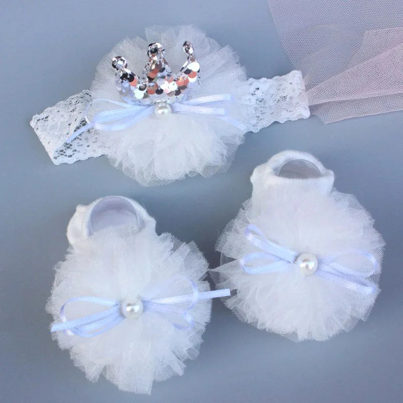 2 Pcs/Set Elastic Headband And Socks 0-1Y