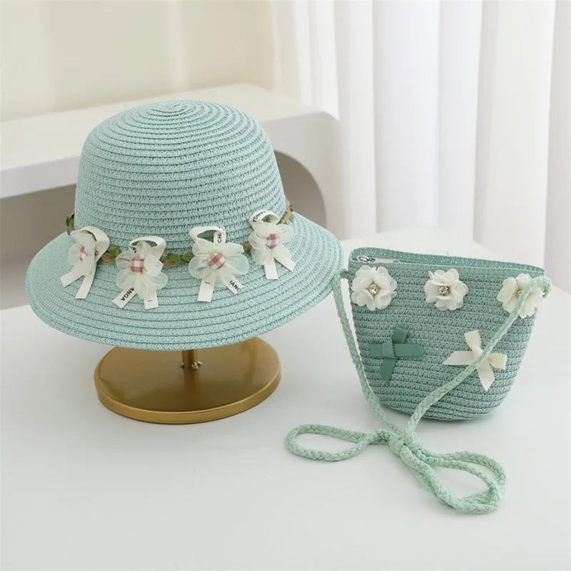 2Ps Straw Hat & Shoulder Bag 2Y to 8Y - More Colours to choose