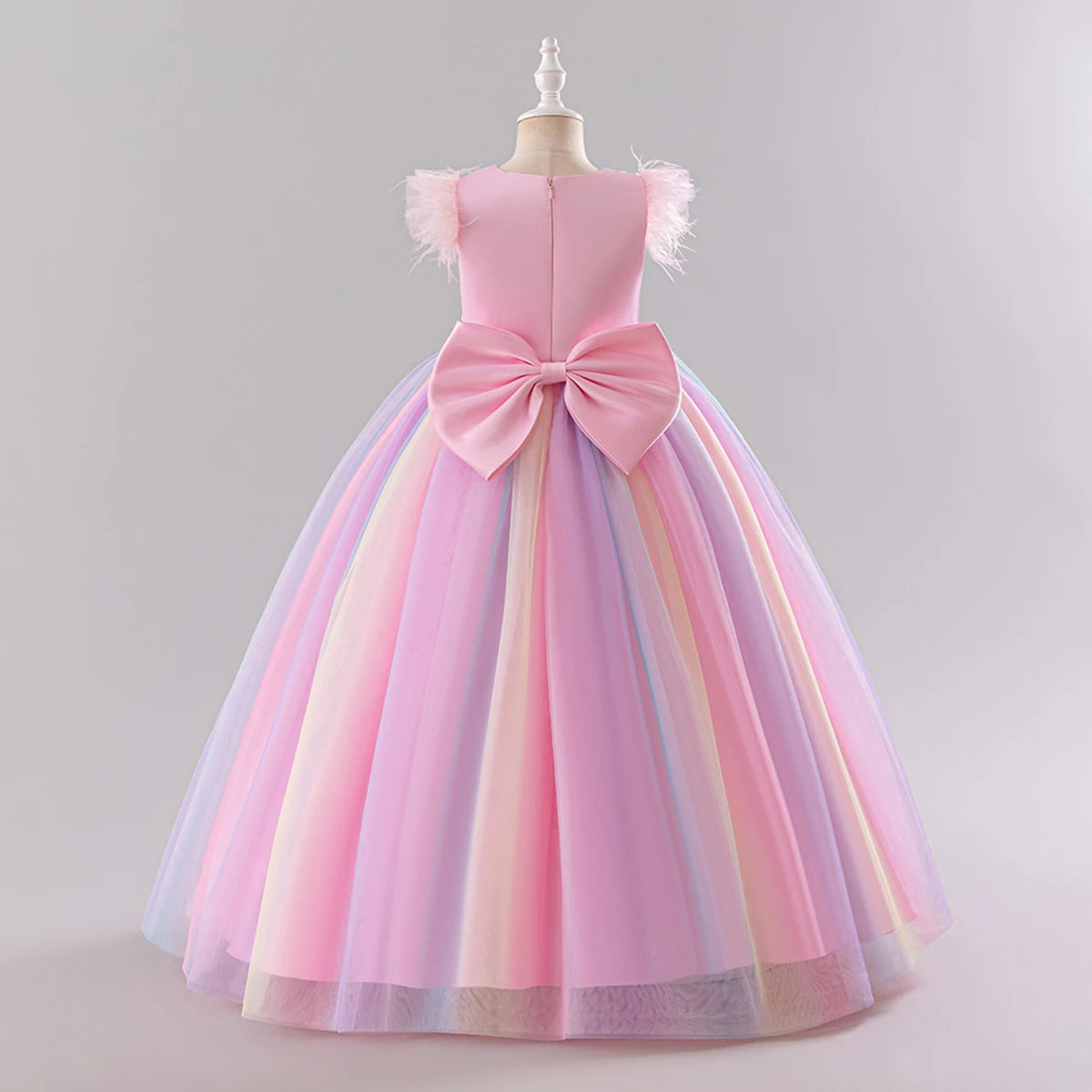 Feather Rainbow Gown Party Dress 4Y to 10Y - More Colours to choose