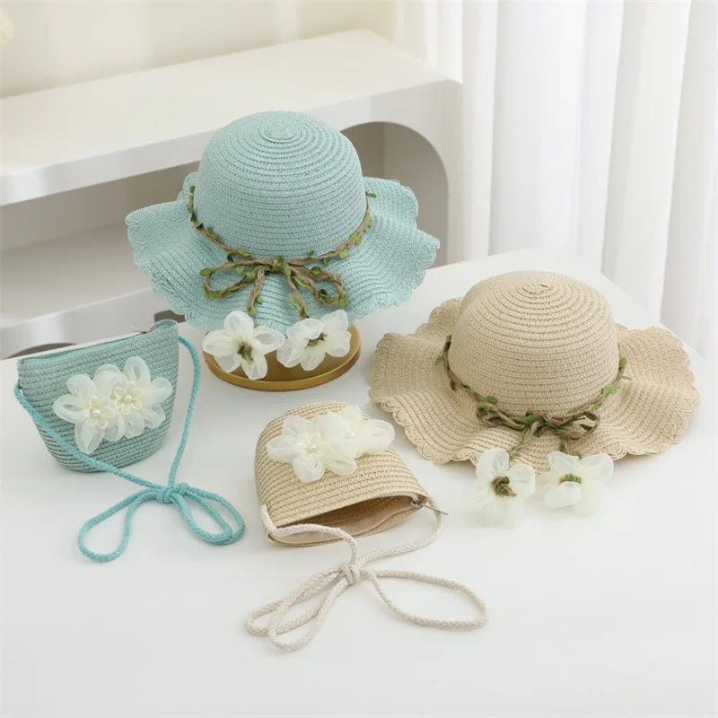 2Ps Straw Hat & Shoulder Bag 2Y to 8Y - More Colours to choose