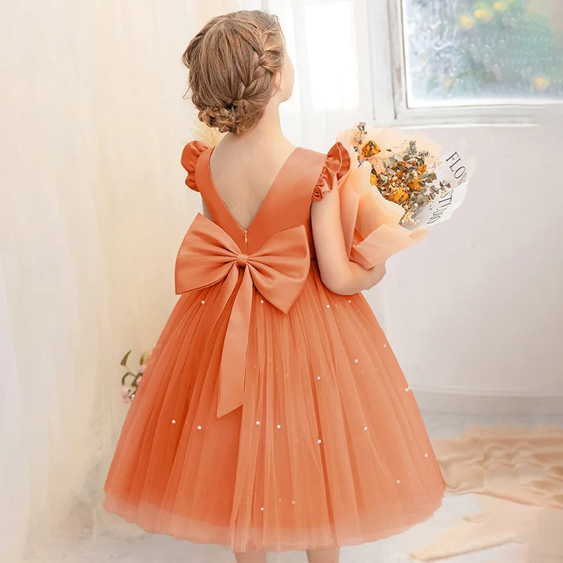 Tulle Bow Party Dress Backless 4Y to 6Y - More colours to choose