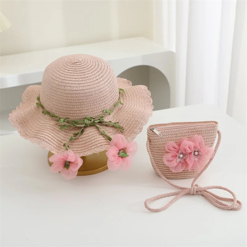 2Ps Straw Hat & Shoulder Bag 2Y to 8Y - More Colours to choose