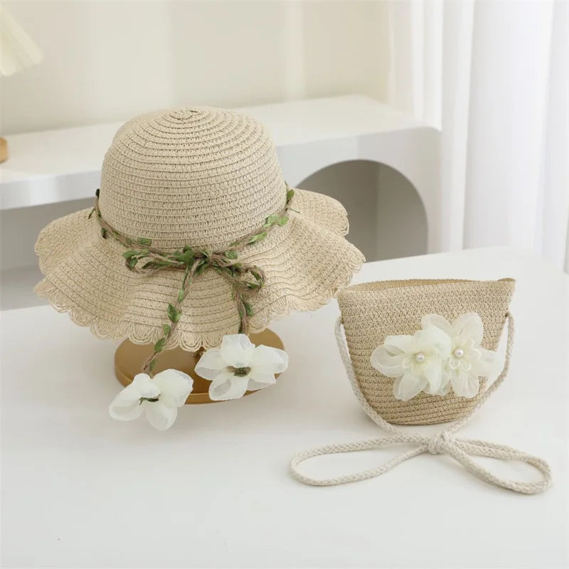 2Ps Straw Hat & Shoulder Bag 2Y to 8Y - More Colours to choose