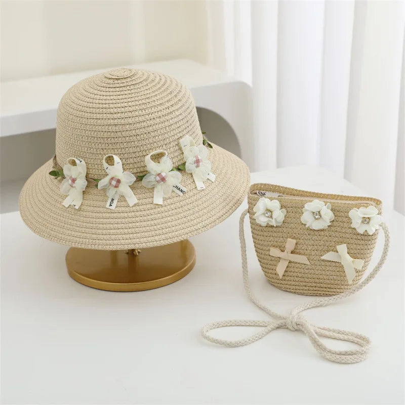 2Ps Straw Hat & Shoulder Bag 2Y to 8Y - More Colours to choose