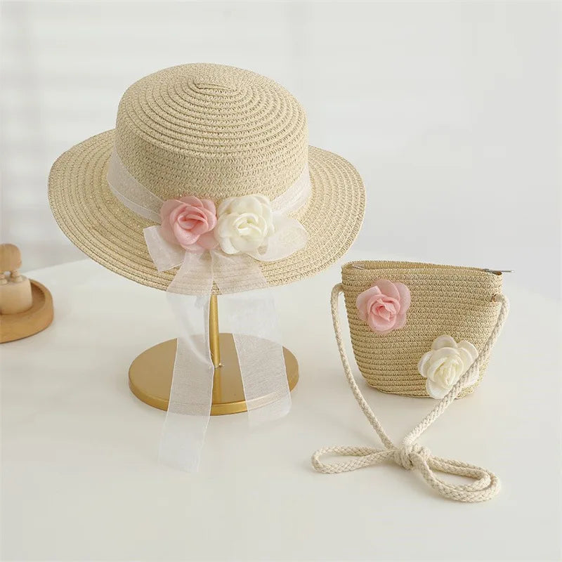 2Ps Straw Hat & Shoulder Bag 2Y to 8Y - More Colours to choose