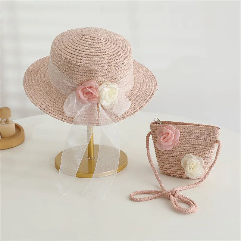 2Ps Straw Hat & Shoulder Bag 2Y to 8Y - More Colours to choose