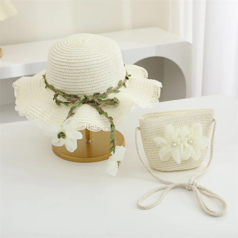 2Ps Straw Hat & Shoulder Bag 2Y to 8Y - More Colours to choose