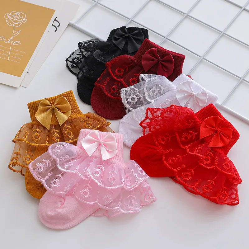 Ruffle Lace Socks 0M to 2Y - More colours to choose