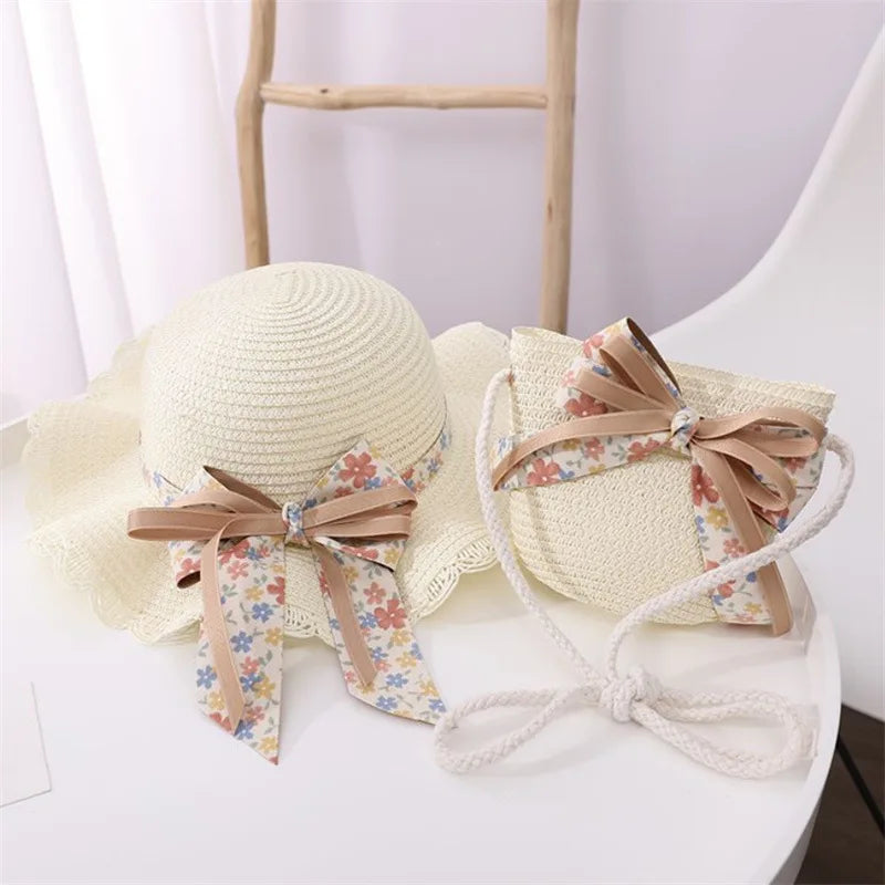 2Ps Straw Hat & Shoulder Bag 2Y to 8Y - More Colours to choose
