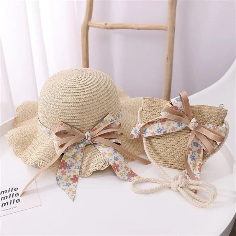 2Ps Straw Hat & Shoulder Bag 2Y to 8Y - More Colours to choose