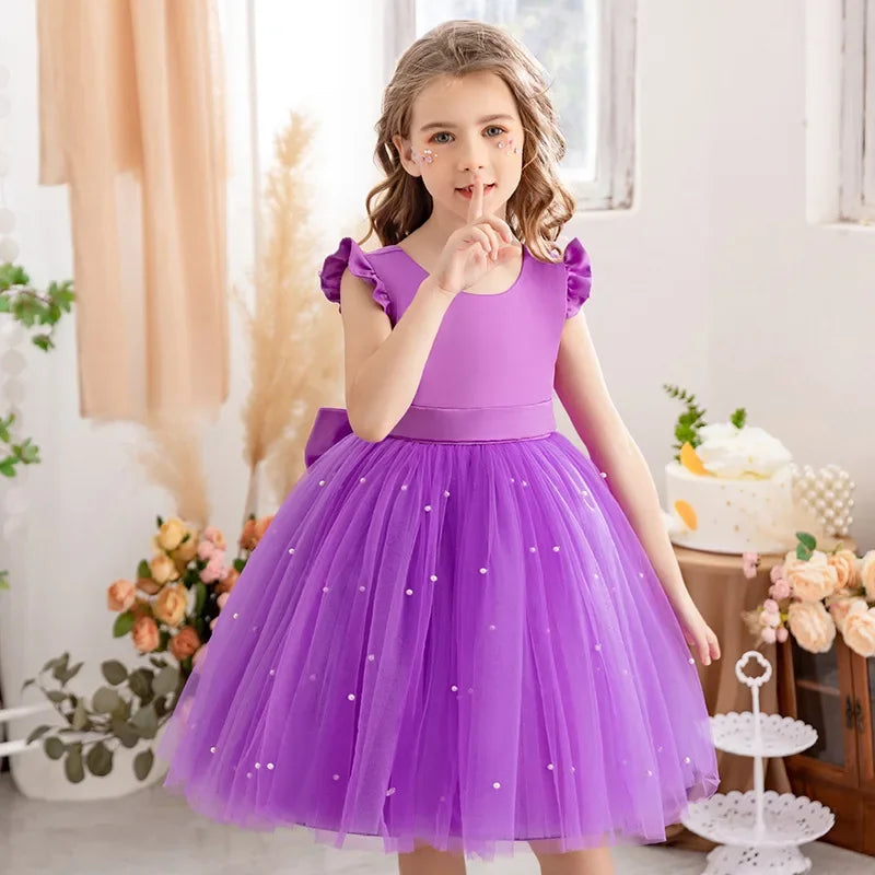 Tulle Bow Party Dress Backless 4Y to 6Y - More colours to choose