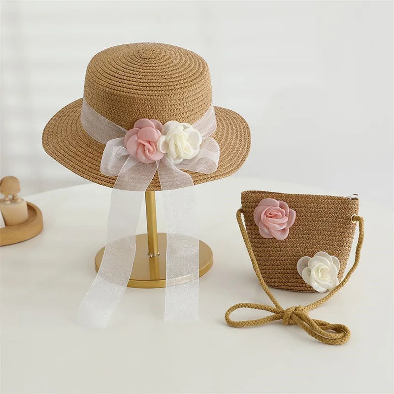 2Ps Straw Hat & Shoulder Bag 2Y to 8Y - More Colours to choose