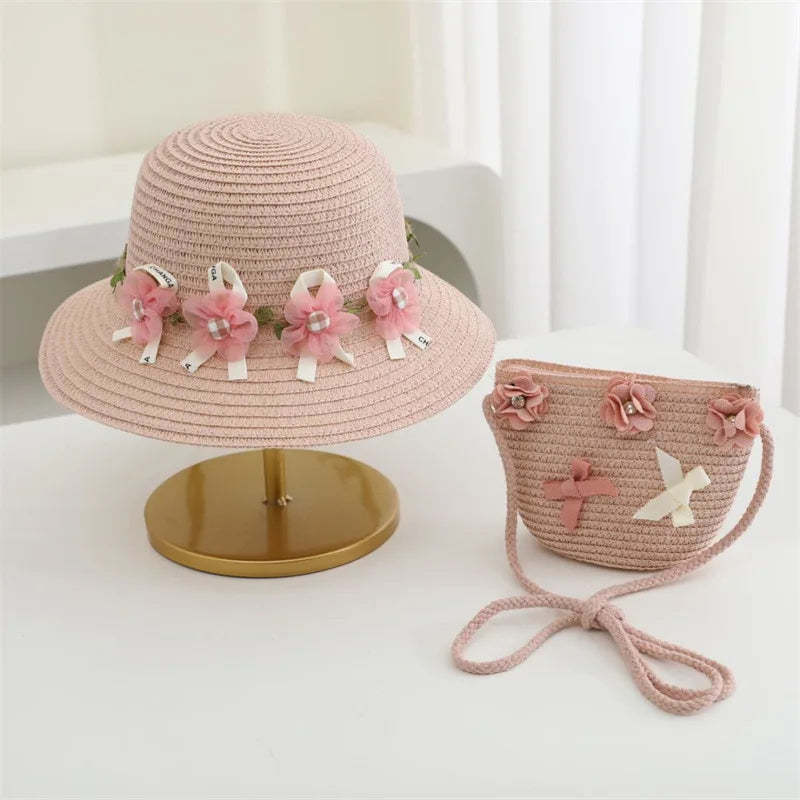 2Ps Straw Hat & Shoulder Bag 2Y to 8Y - More Colours to choose