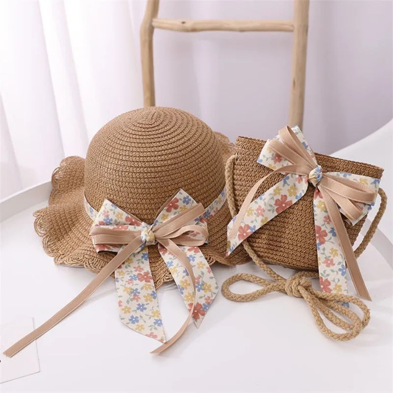 2Ps Straw Hat & Shoulder Bag 2Y to 8Y - More Colours to choose