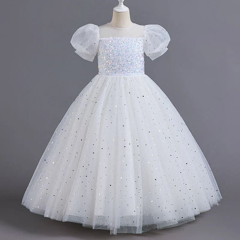 Sequin Bubble Sleeve Gown Party Dress 4Y to 12Y - More Colours to Choose