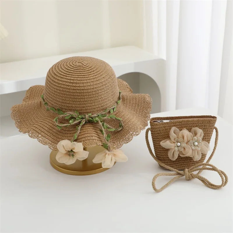 2Ps Straw Hat & Shoulder Bag 2Y to 8Y - More Colours to choose