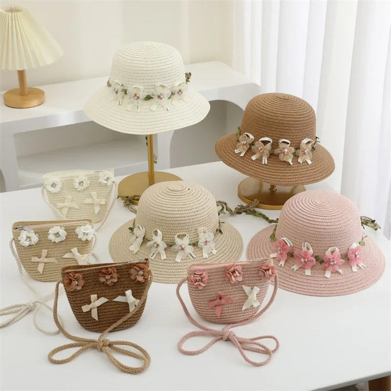 2Ps Straw Hat & Shoulder Bag 2Y to 8Y - More Colours to choose