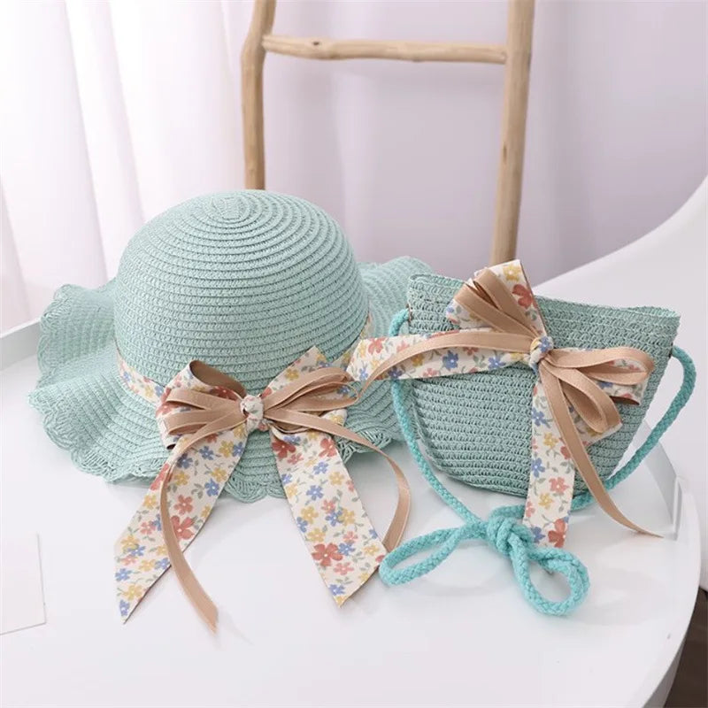 2Ps Straw Hat & Shoulder Bag 2Y to 8Y - More Colours to choose