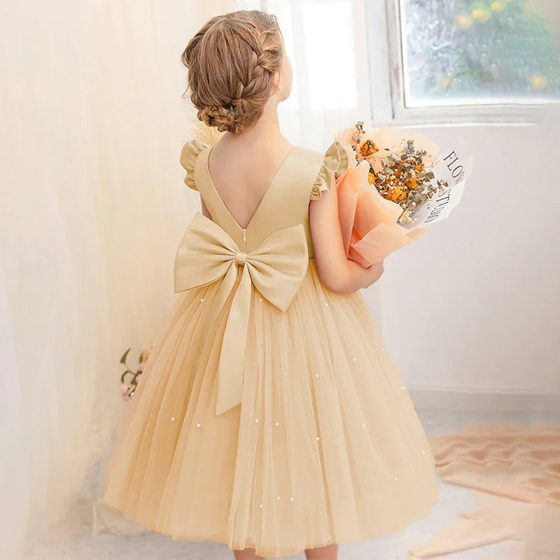 Tulle Bow Party Dress Backless 4Y to 6Y - More colours to choose