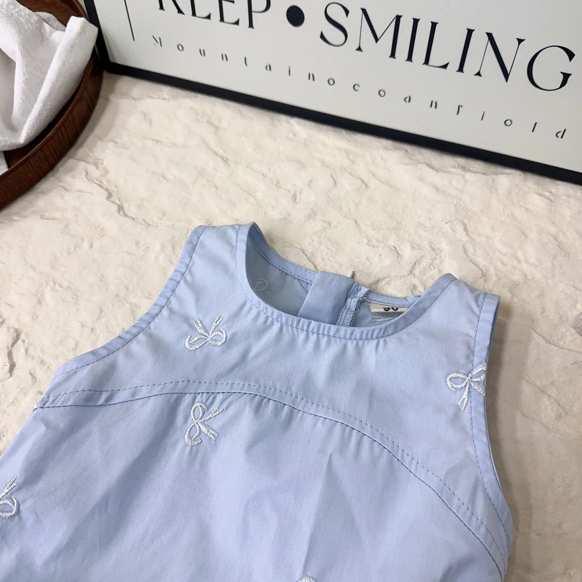 Blue Bow Casual Dresses 18M to 8Y