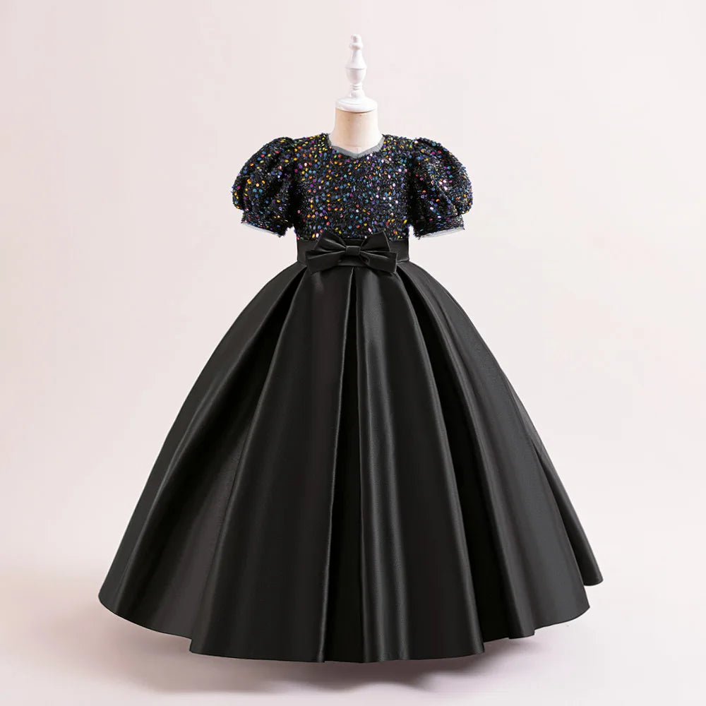 Black Sequin Gown Girls Party Dresses 5Y to 14Y