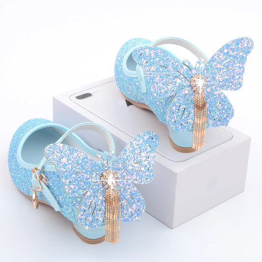 Butterfly Glitter Mid-Heel Shoes - More colours to choose
