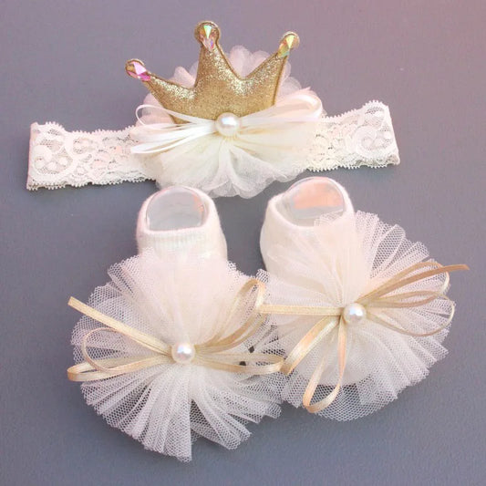 2 Pcs/Set Elastic Headband And Socks 0-1Y