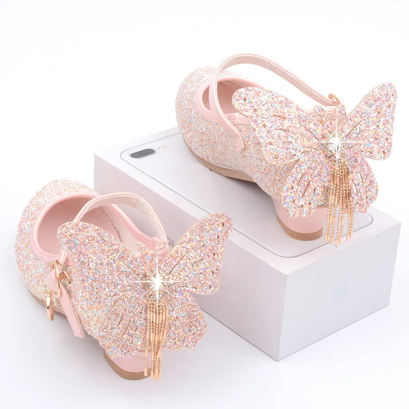 Butterfly Glitter Mid-Heel Shoes - More colours to choose