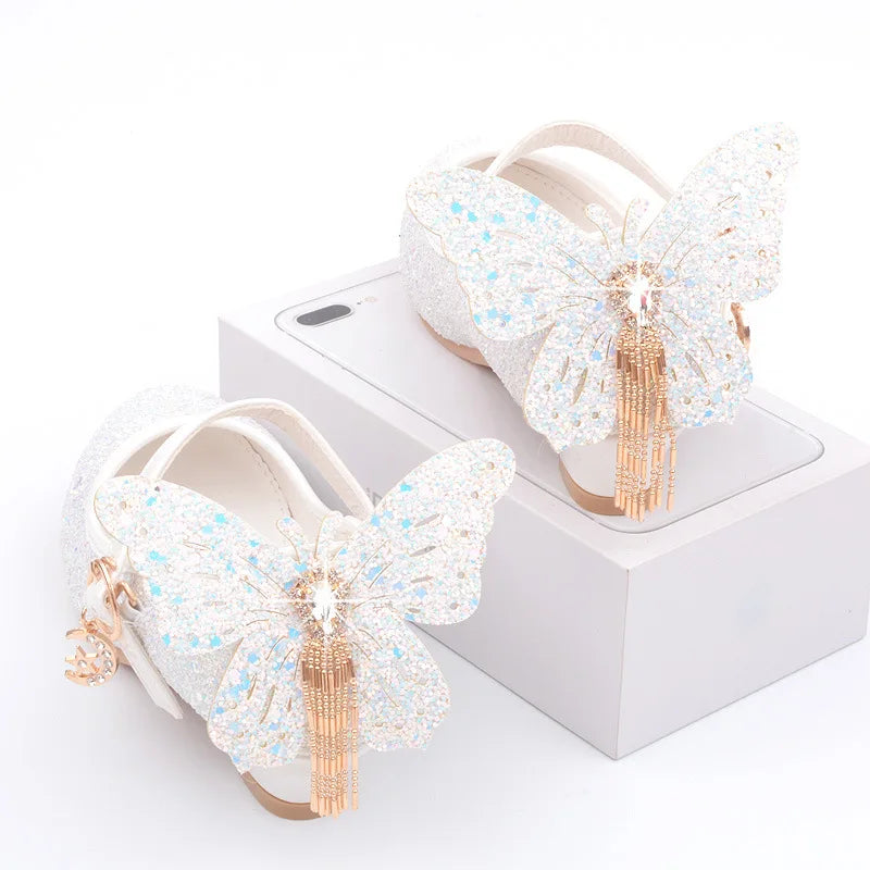Butterfly Glitter Mid-Heel Shoes - More colours to choose