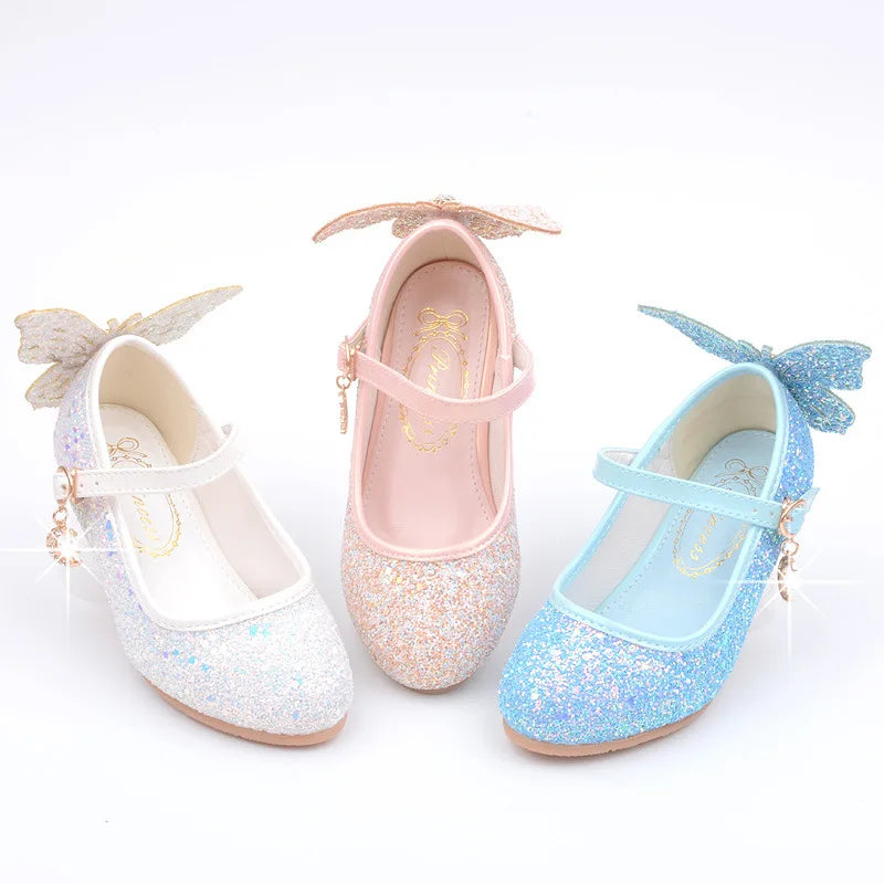 Butterfly Glitter Mid-Heel Shoes - More colours to choose