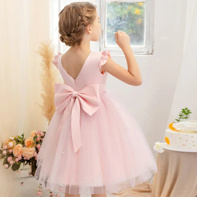 Tulle Bow Party Dress Backless 4Y to 6Y - More colours to choose