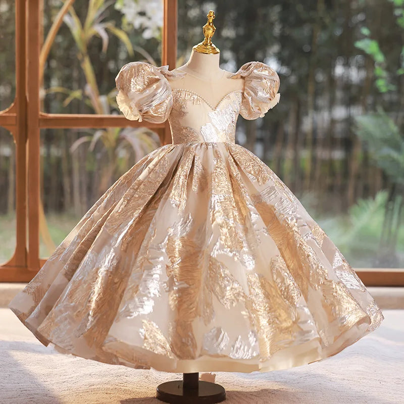 Silver-Gold Gown Party Dress 4Y to 14Y