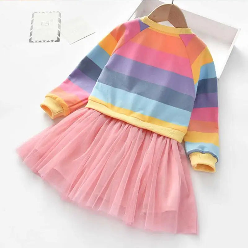 Rainbow Stripes Casual Dress 3Y to 7Y