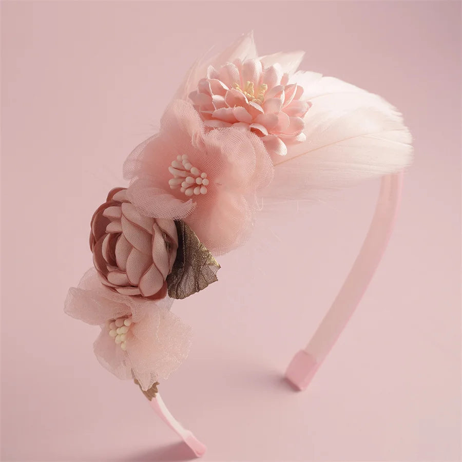 Flower Pearl Feather Headbands