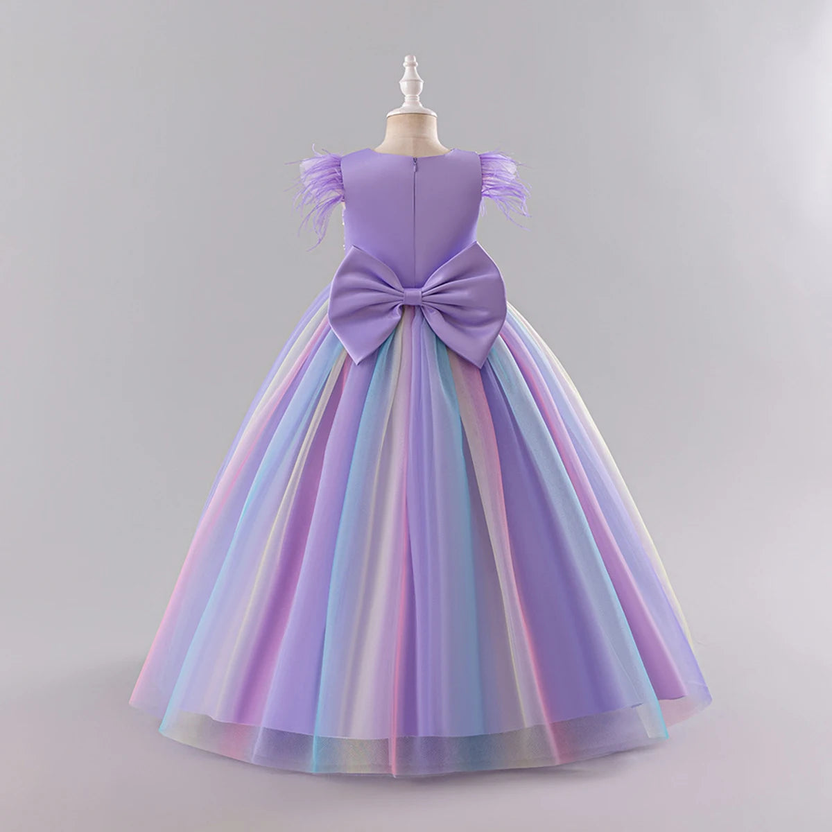 Feather Rainbow Gown Party Dress 4Y to 10Y - More Colours to choose