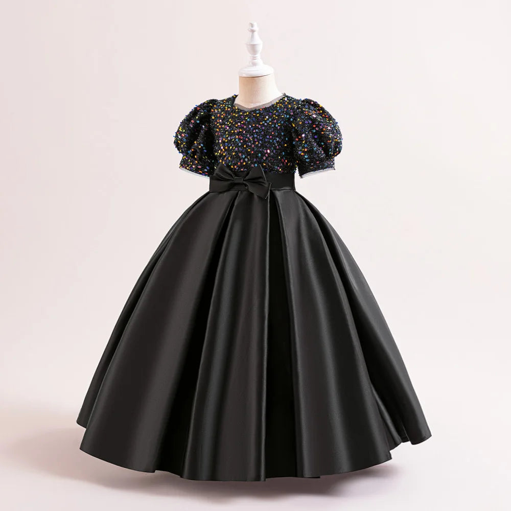Black Sequin Gown Girls Party Dresses 5Y to 14Y