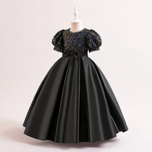 Black Sequin Gown Girls Party Dresses 5Y to 14Y