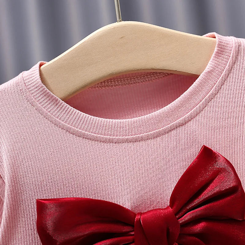 Pink Red-Bow Casual Dress 9M to 4Y