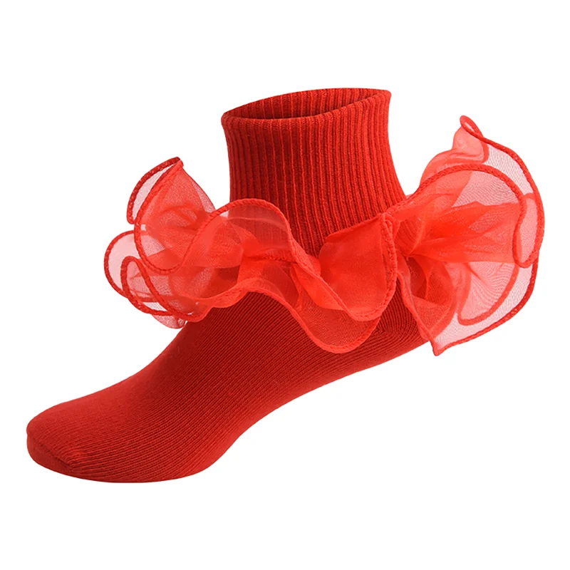 Large pleated lace socks 1Y to 9Y - More colours to choose