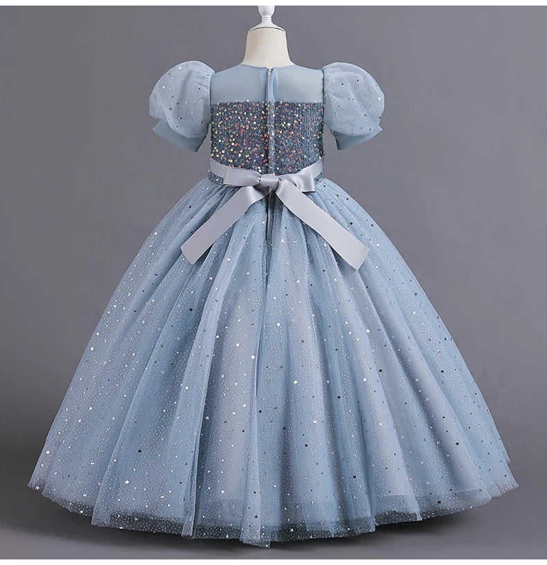 Sequin Bubble Sleeve Gown Party Dress 4Y to 12Y - More Colours to Choose