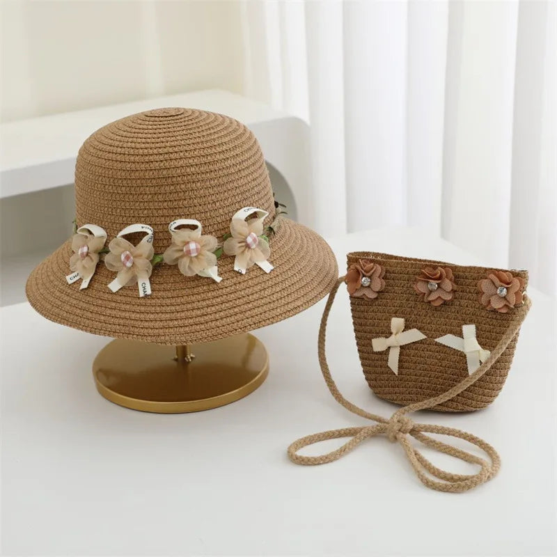 2Ps Straw Hat & Shoulder Bag 2Y to 8Y - More Colours to choose