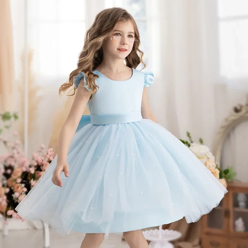 Tulle Bow Party Dress Backless 4Y to 6Y - More colours to choose