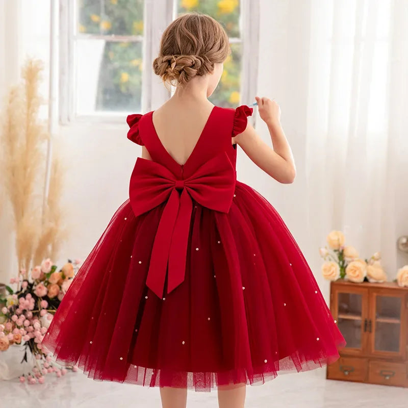 Tulle Bow Party Dress Backless 4Y to 6Y - More colours to choose
