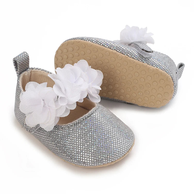 Silver & White Baby Girls Shoes 0M to 18M - More varieties to choose