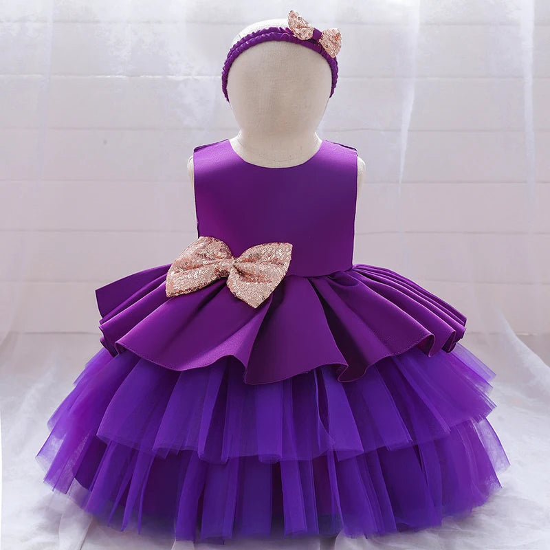 Sequin Bow Party Dress 6M to 5Y - More colours to choose from