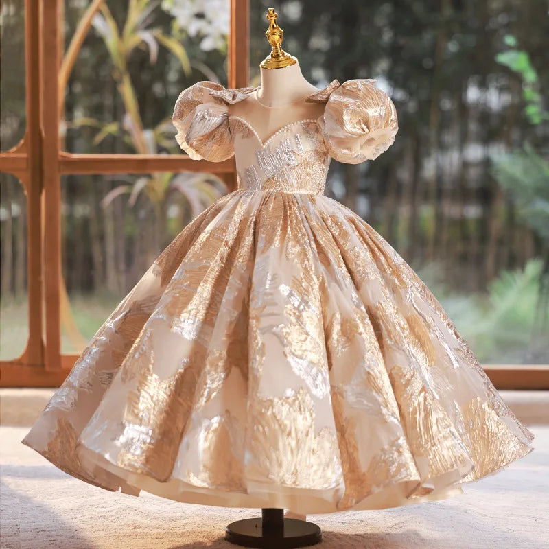 Silver-Gold Gown Party Dress 4Y to 14Y