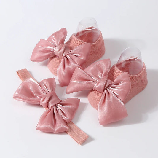Baby Socks with Headbow 0M to 1Y - More colours to choose