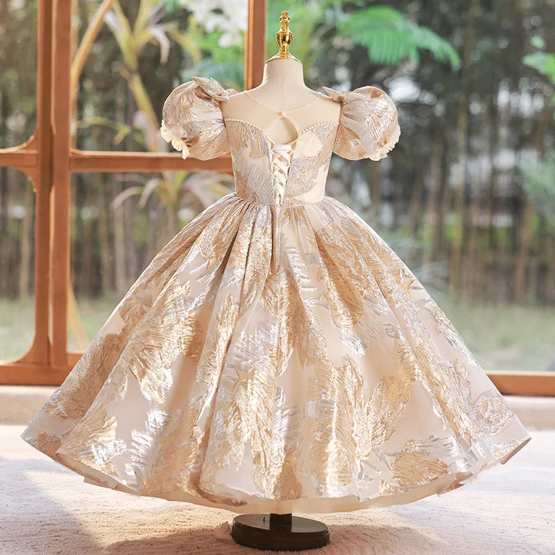 Silver-Gold Gown Party Dress 4Y to 14Y