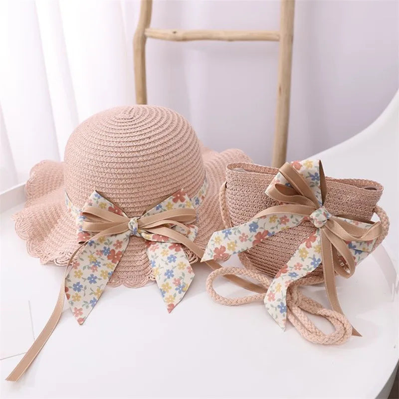 2Ps Straw Hat & Shoulder Bag 2Y to 8Y - More Colours to choose