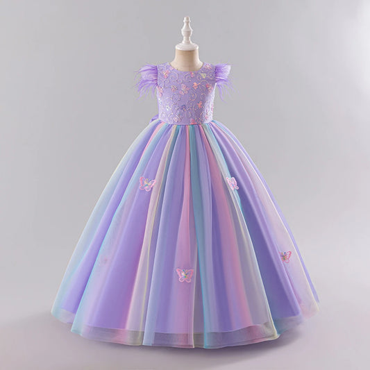 Feather Rainbow Gown Party Dress 4Y to 10Y - More Colours to choose
